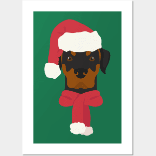 Christmas Rottweiler Dog Face Posters and Art